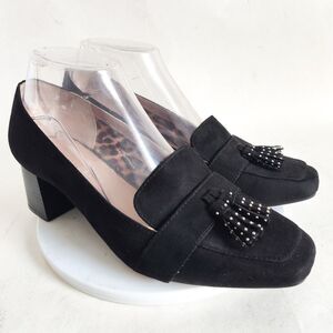 Kelly & Katie Beeka Faux Suede Black 2" Block Heel Tassels Pumps Size 8 Office